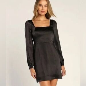 Lulus Size: Large Got The Love Black Satin Mini Dress